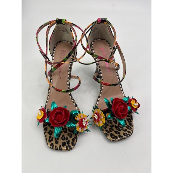 Betsey Johnson Erikk Floral Animal Print Strappy Heel Sandals Size 8.5 NWOB - Picture 2 of 6